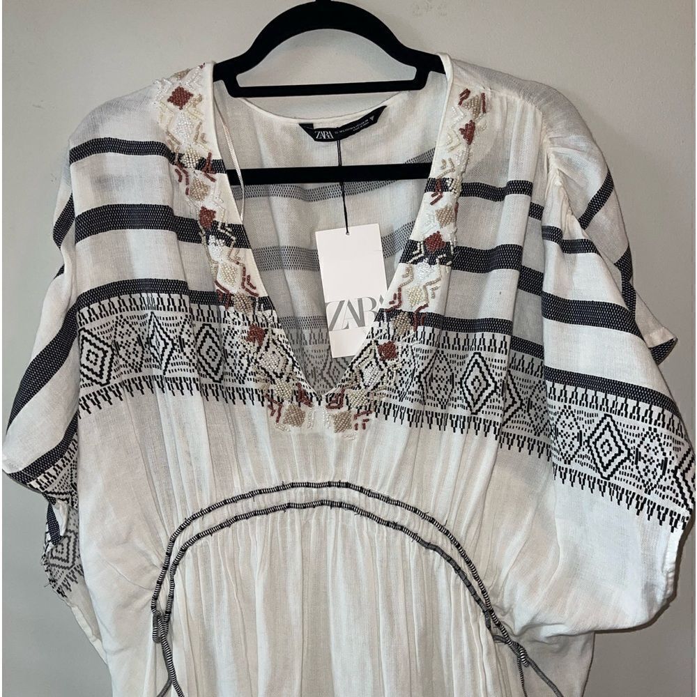 Zara BEADED KAFTAN DRESS Size M-L - Picture 9 of 12